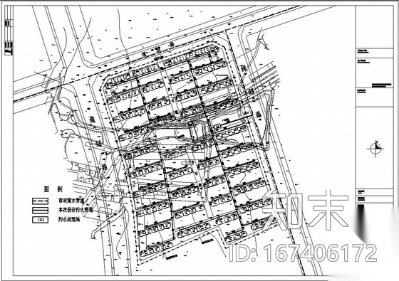 污水管网总平面图cad施工图下载【ID:167406172】