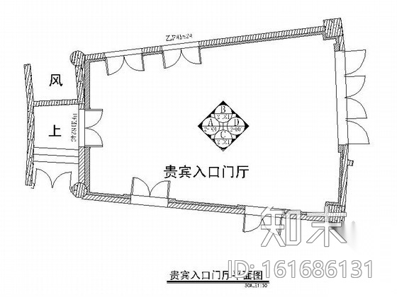 艺术中心贵宾室入口室内装修图cad施工图下载【ID:161686131】