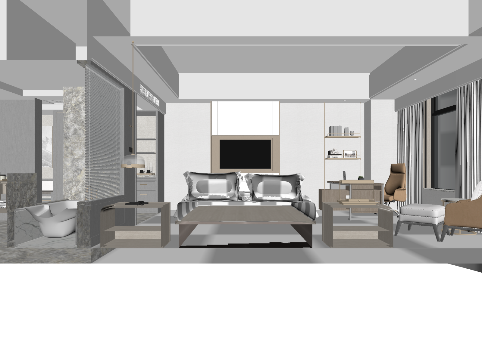 现代酒店客房3D模型下载【ID:1215031813】