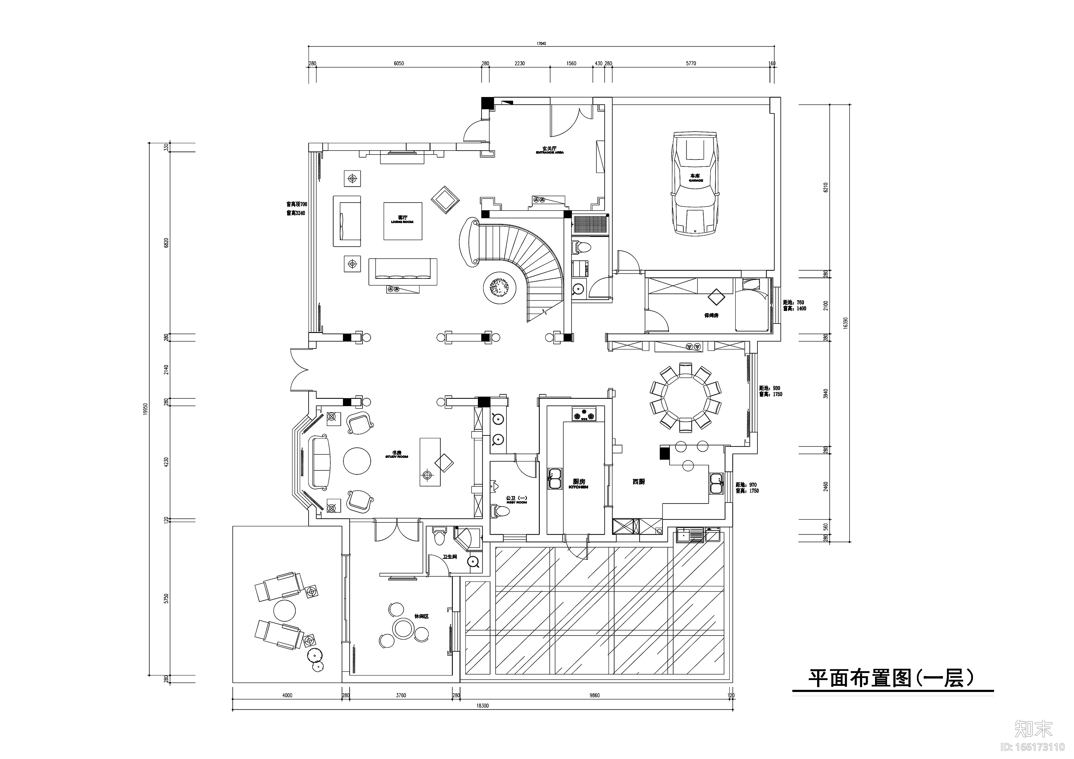 常熟泽景园450平独栋别墅装修施工图+效果图cad施工图下载【ID:166173110】