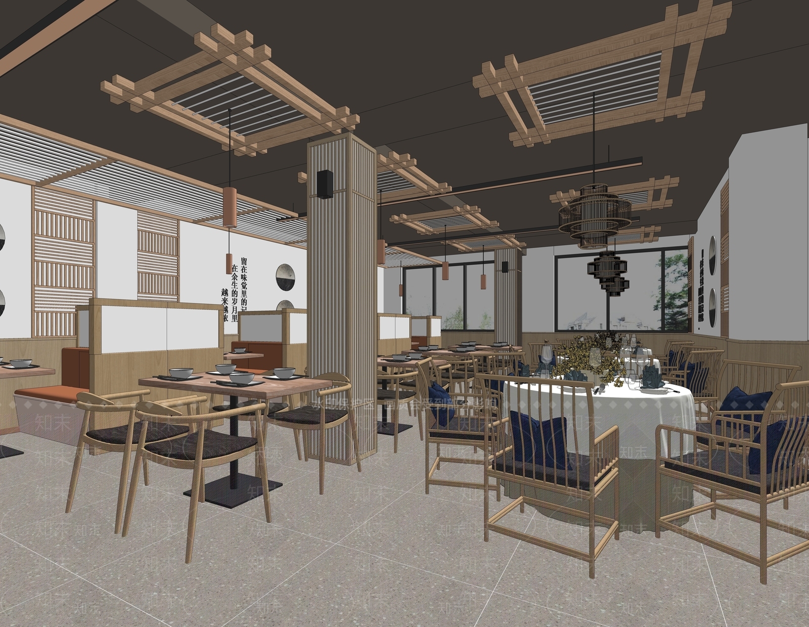 日式餐厅SU模型下载【ID:199404146】