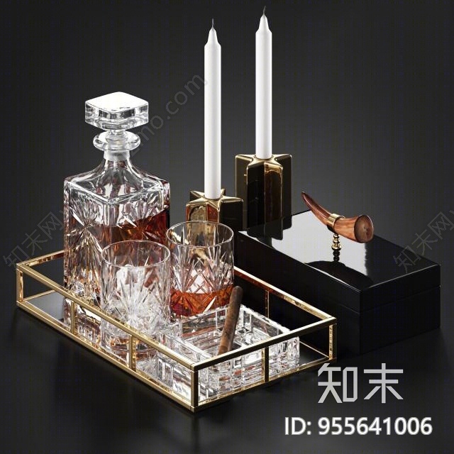 现代红酒瓶组合3D模型下载【ID:955641006】