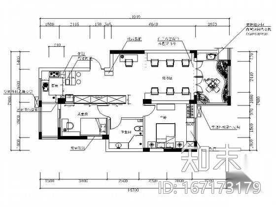 [重庆]高端住宅小区现代两居室商品房设计装修图cad施工图下载【ID:167173179】