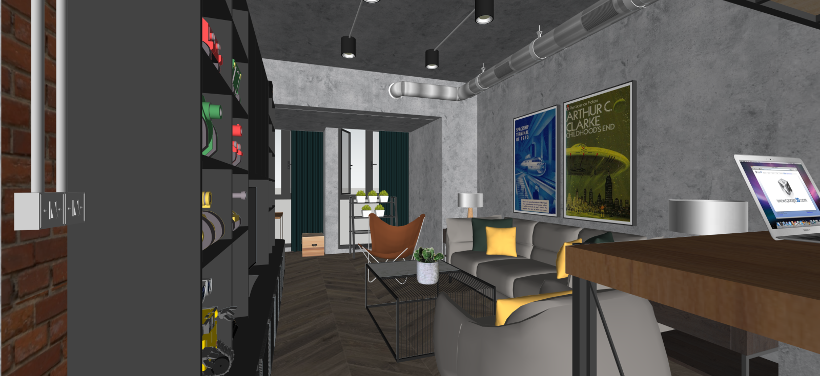 工业工作室SU模型下载【ID:1222284070】