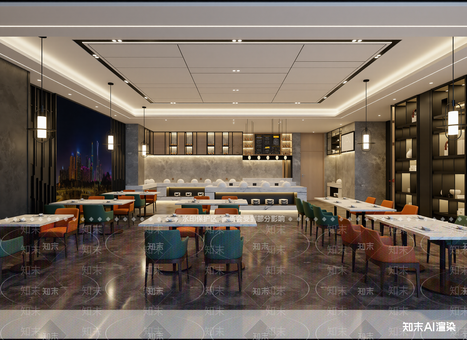 现代西餐厅3D模型下载【ID:1214133460】