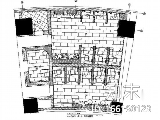 时尚公共卫生间室内装修图cad施工图下载【ID:166180123】