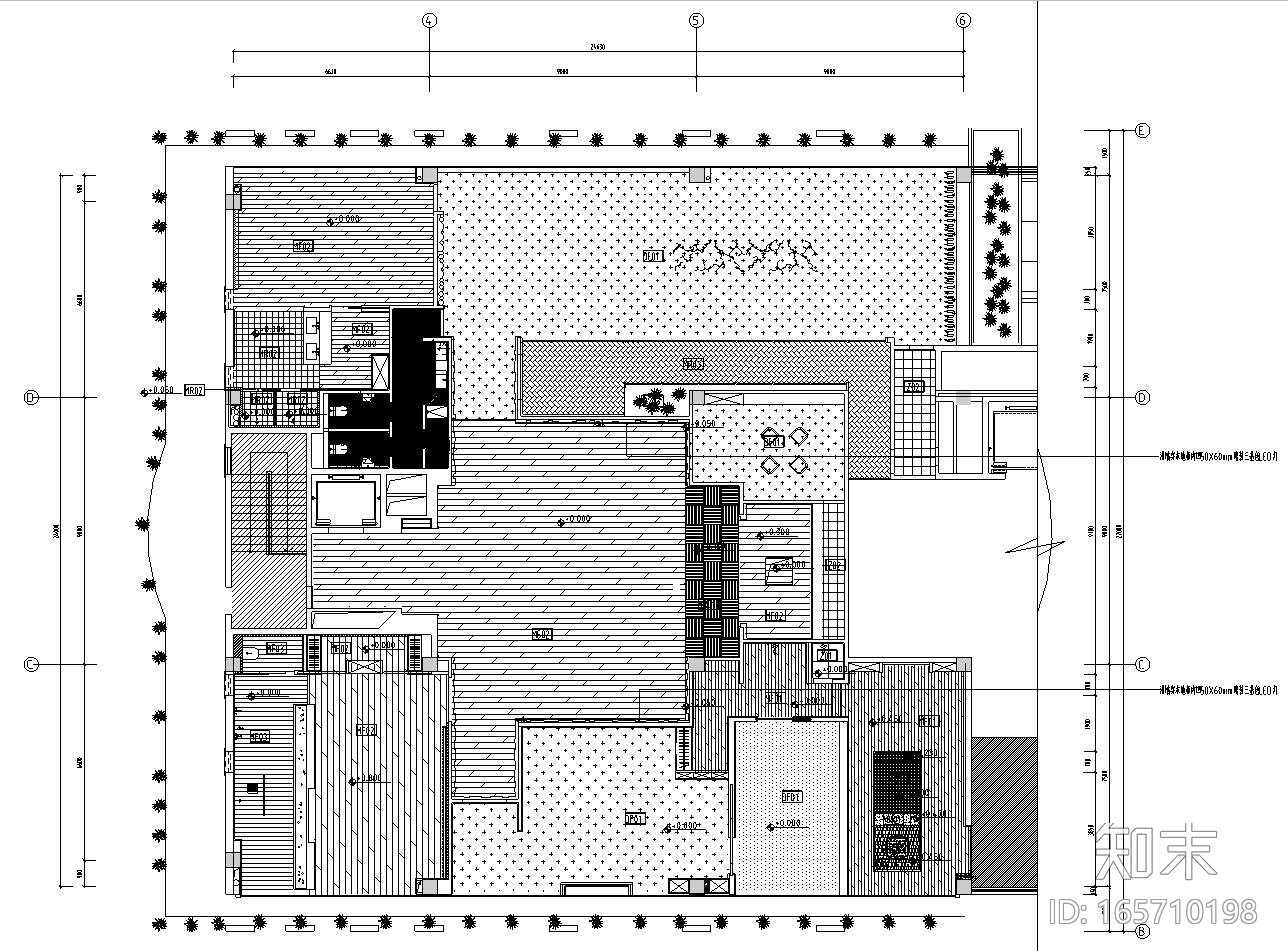 新中式风格水墨江南套房施工图设计（CAD+效果图）cad施工图下载【ID:165710198】