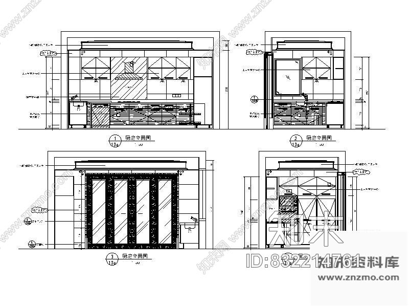 图块/节点样板房厨房立面图cad施工图下载【ID:832214761】