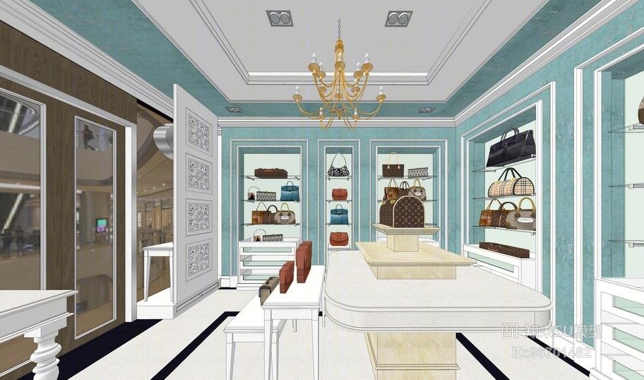 欧式箱包专卖店SU模型下载【ID:96701482】