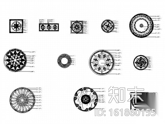 中式风情拼花CAD图块施工图下载【ID:161860155】