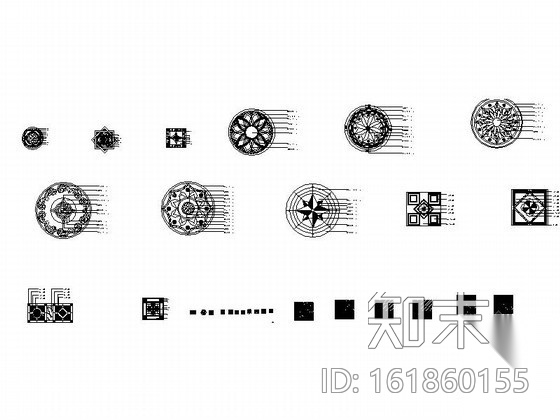 中式风情拼花CAD图块施工图下载【ID:161860155】