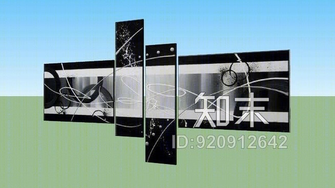 现代抽象绘画SU模型下载【ID:920912642】