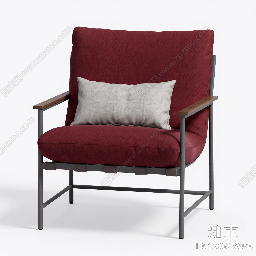 红色布艺扶手椅3D模型下载【ID:1206955973】