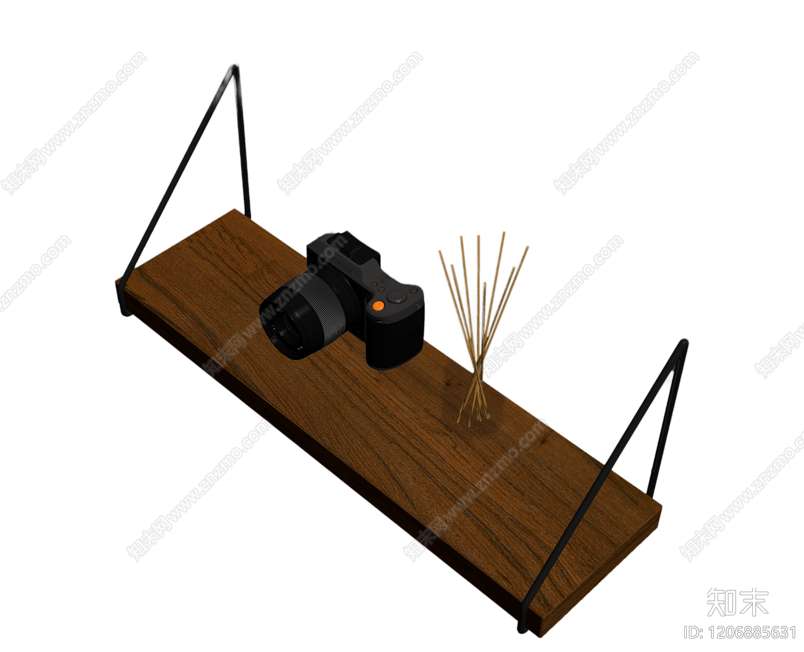 木质搁板带支架3D模型下载【ID:1206885631】