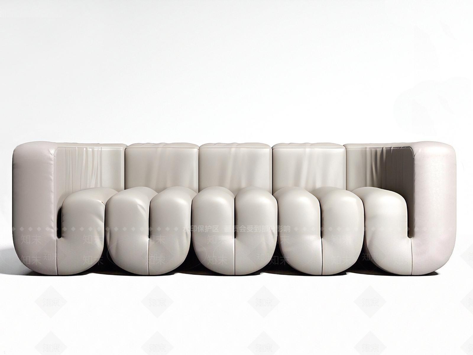 现代灰色皮革多人沙发3D模型下载【ID:1118931172】