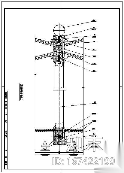 某幕墙撑杆组合节点构造详图cad施工图下载【ID:167422199】
