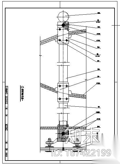 某幕墙撑杆组合节点构造详图cad施工图下载【ID:167422199】