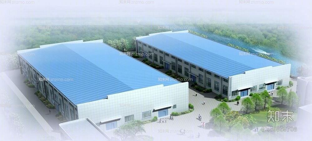 户外标准厂房33D模型下载【ID:50859708】
