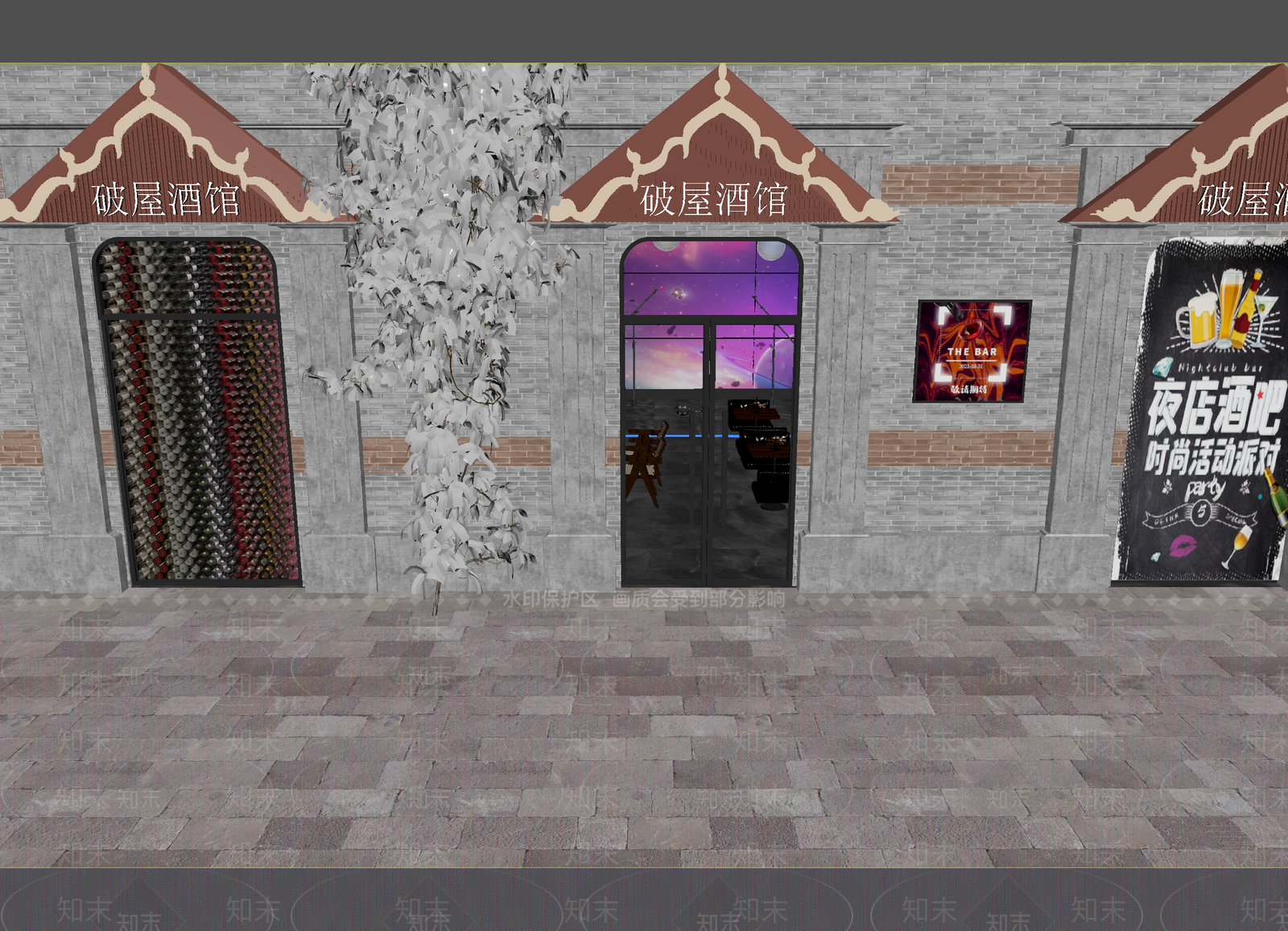 现代酒馆3D模型下载【ID:1215130187】