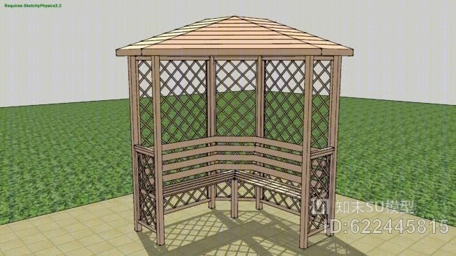 百安居角落阿博尔-布鲁马5X5奇尔滕木角凉亭SU模型下载【ID:622445815】