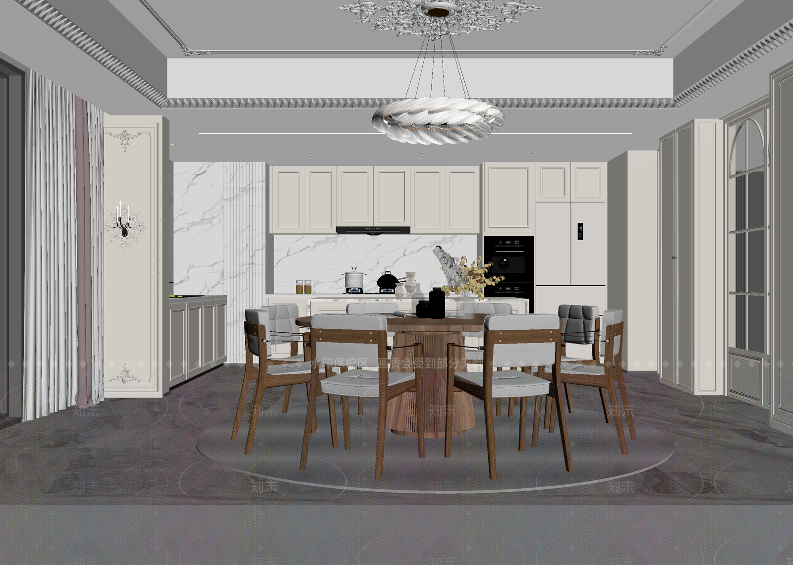 现代家居餐厅3D模型下载【ID:1214980530】