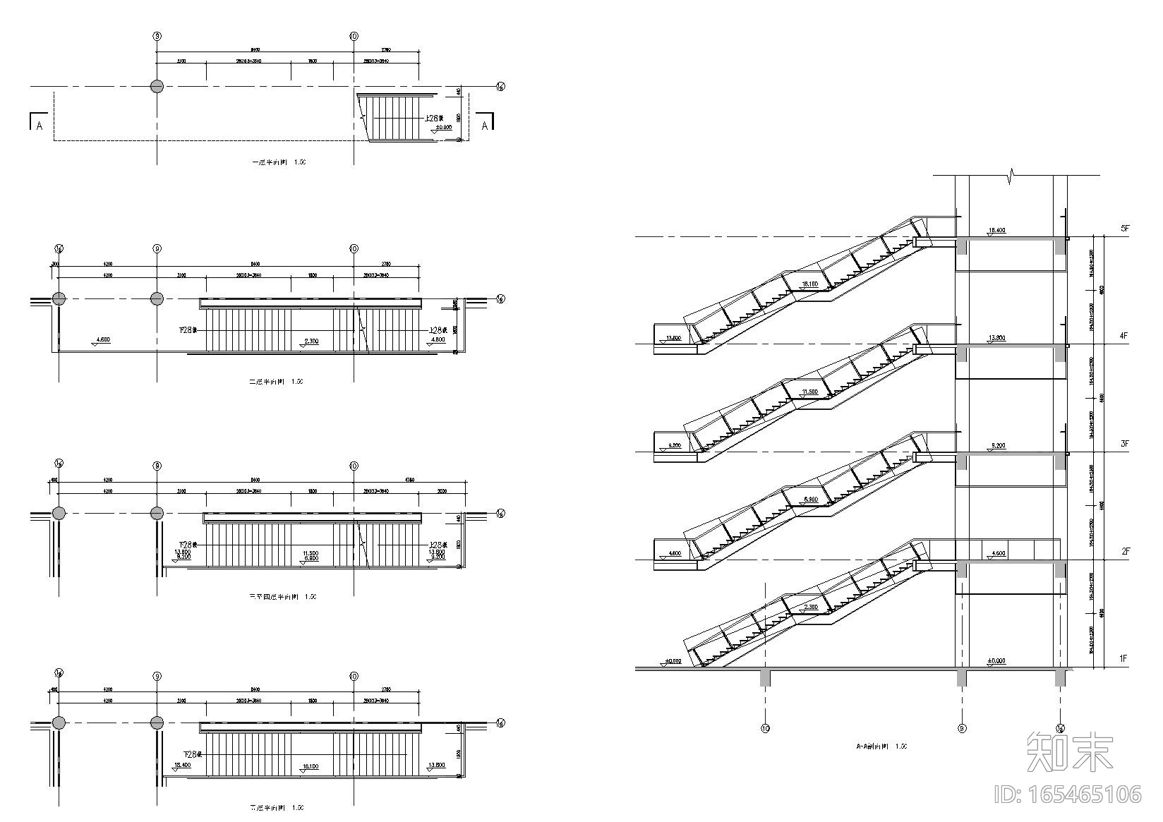 多种类楼梯样式节点详图cad施工图下载【ID:165465106】