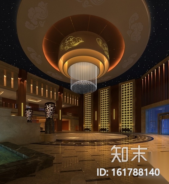[浙江]综合假日高档四星级酒店大堂装修施工图（含效果）cad施工图下载【ID:161788140】