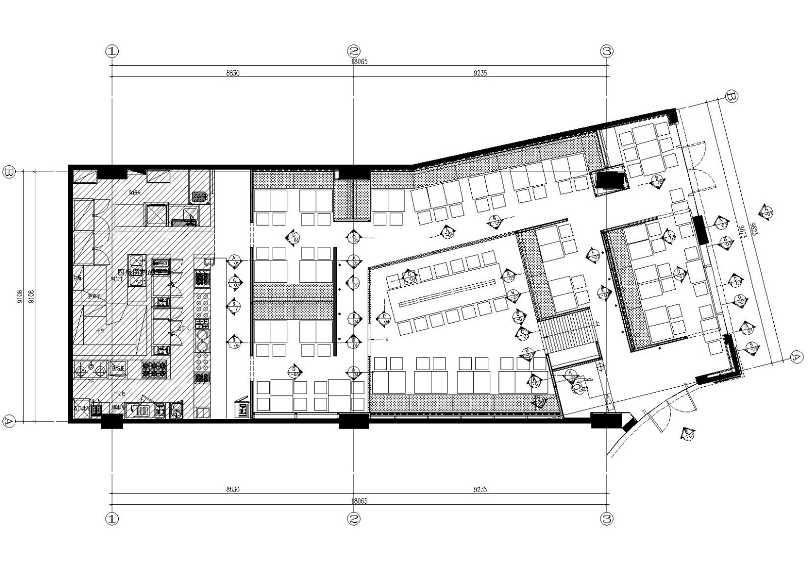 [上海]味千拉面西郊百联店施工图+效果图cad施工图下载【ID:160707198】