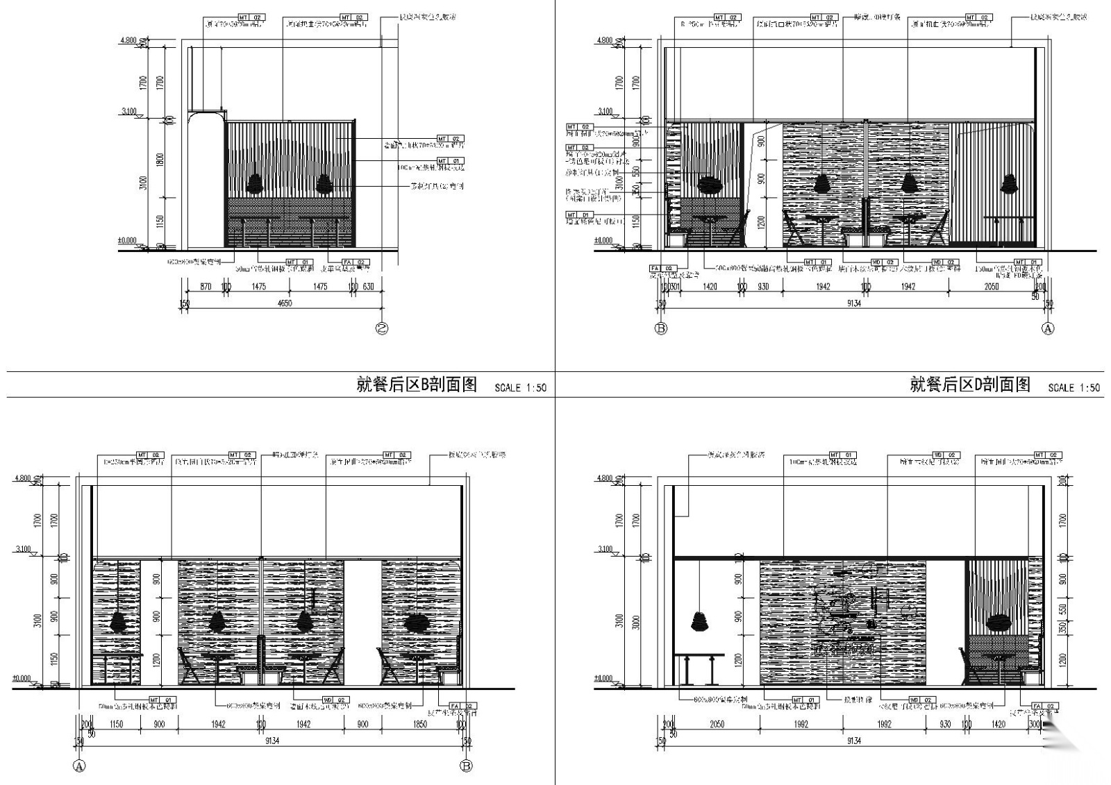 [上海]味千拉面西郊百联店施工图+效果图cad施工图下载【ID:160707198】