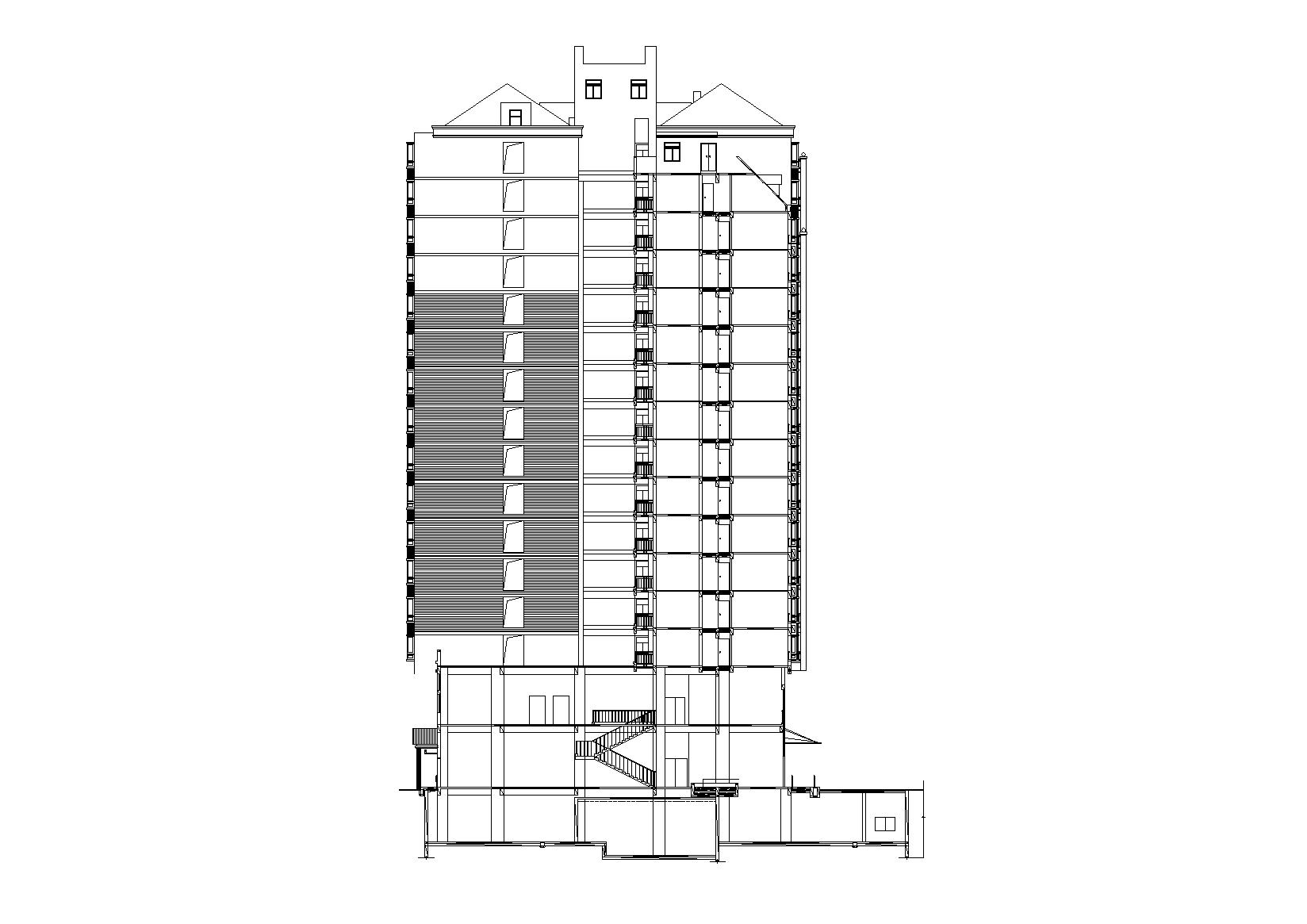 [湖南]湘江餐厅底商高层住宅楼建筑施工图施工图下载【ID:167374178】