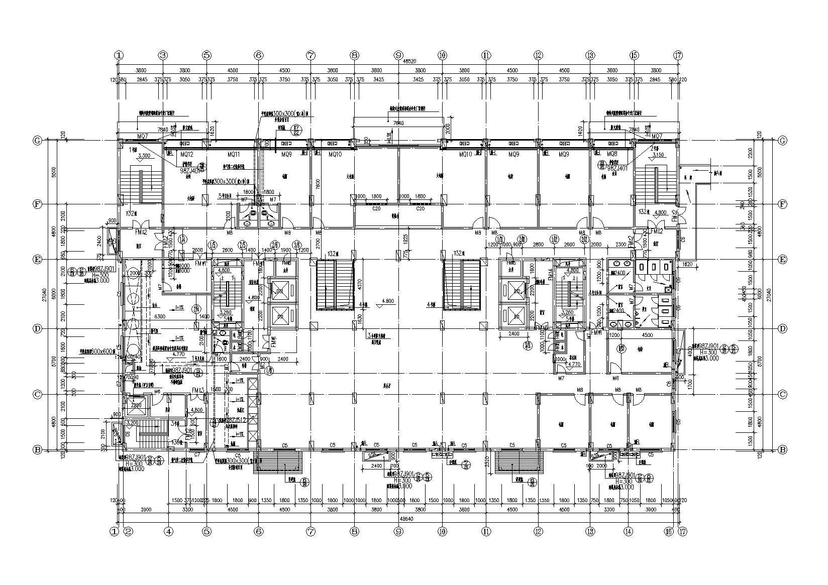 [湖南]湘江餐厅底商高层住宅楼建筑施工图施工图下载【ID:167374178】