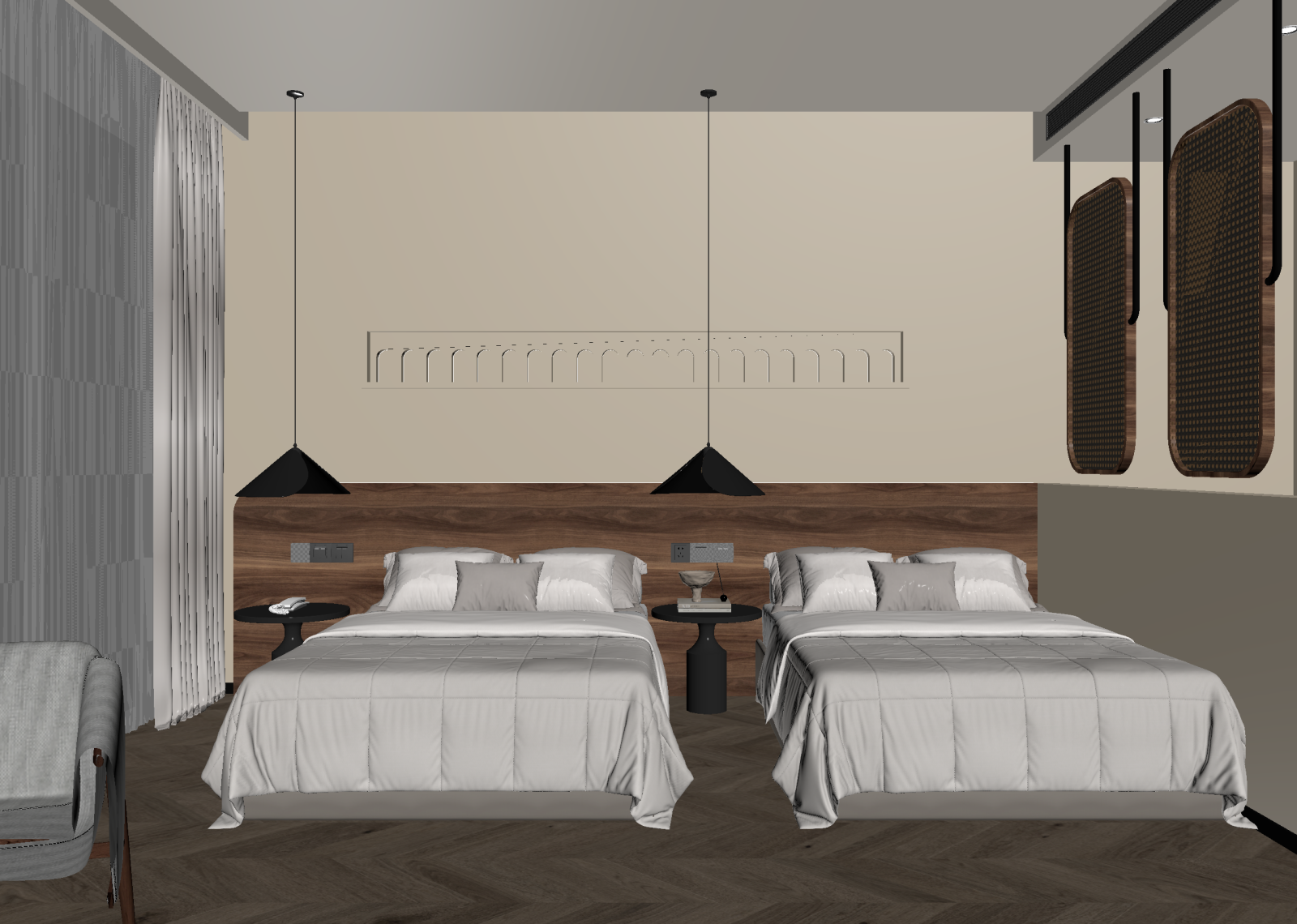 侘寂酒店客房3D模型下载【ID:1215069432】
