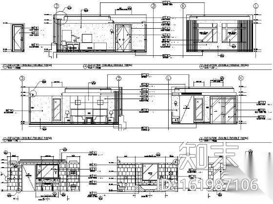 [上海]某知名大酒店客房室内装修图cad施工图下载【ID:161987106】