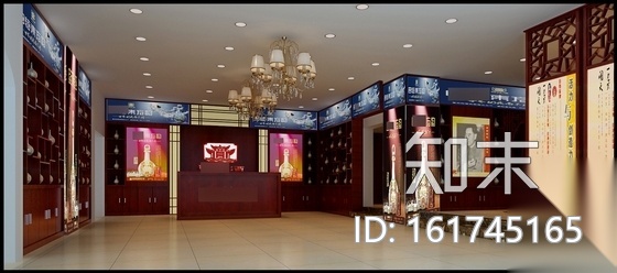 [上海]某名酒专卖店室内装修施工图（含效果）cad施工图下载【ID:161745165】
