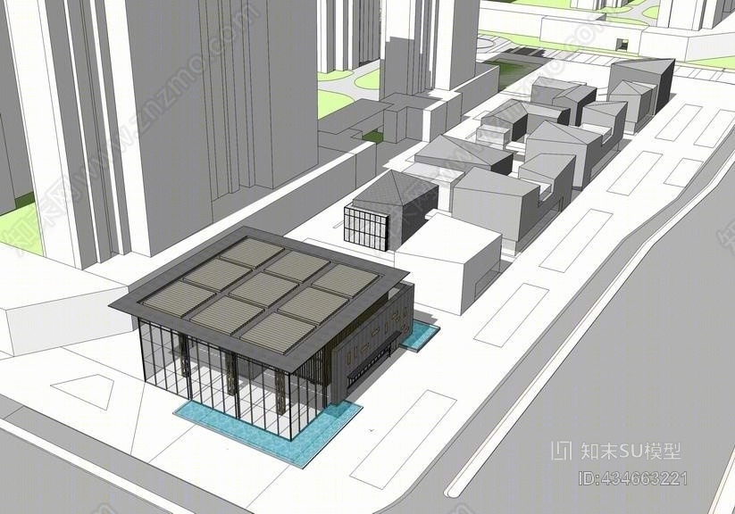 现代中式售楼处SU模型下载【ID:434663221】