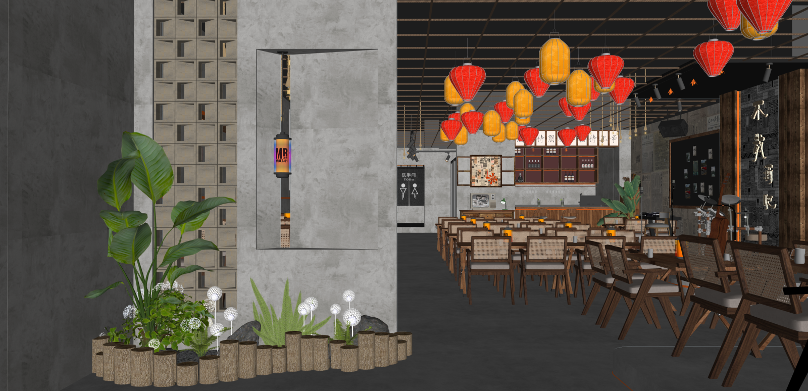 复古酒吧SU模型下载【ID:1215955222】