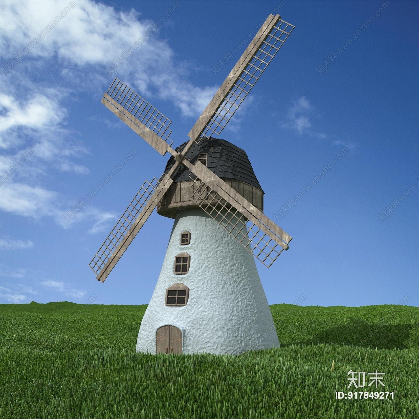 现代荷兰风车3D模型下载【ID:917849271】