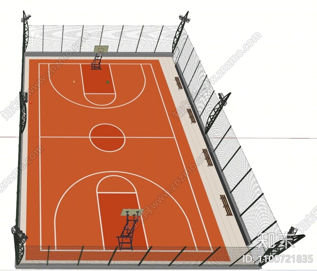 现代篮球场SU模型下载【ID:1100721835】