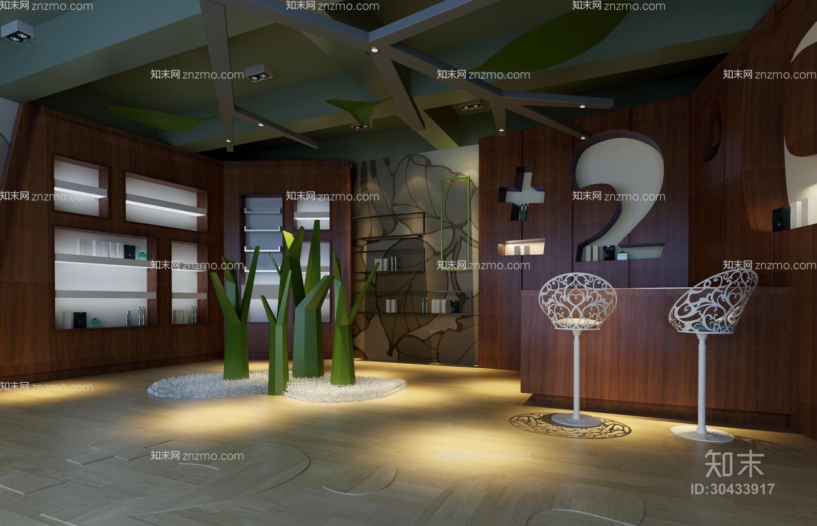现代白色雕花吧椅3D模型下载【ID:30433917】