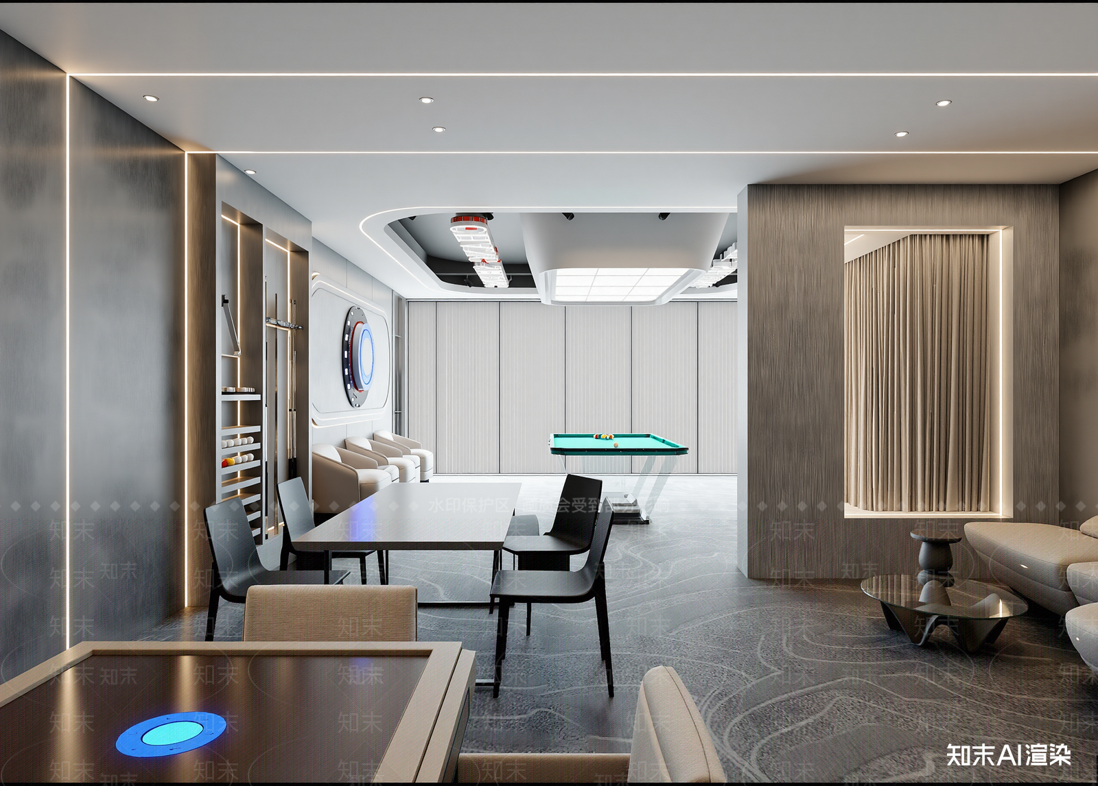 现代台球室3D模型下载【ID:1215051543】
