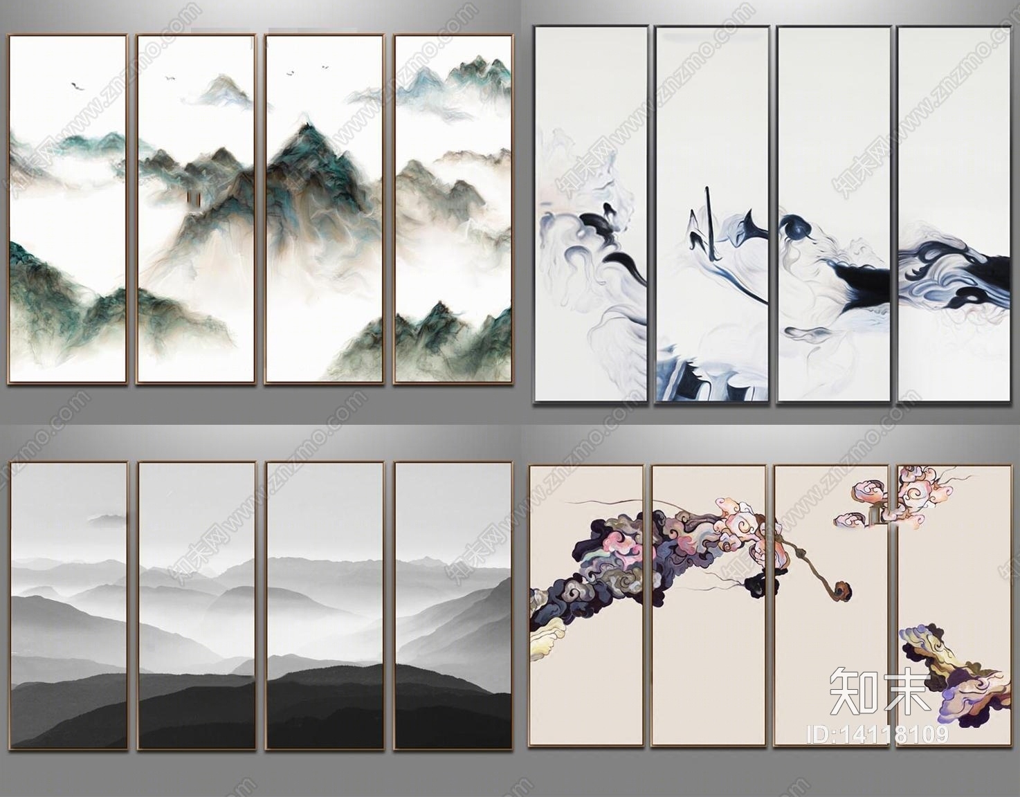 新中式挂画相框3D模型下载【ID:14118109】