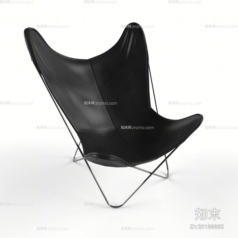 现代黑色皮质躺椅3D模型下载【ID:20188665】