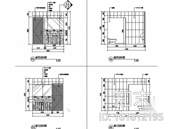 [上海]某现代风综合办公楼电梯间及卫生间室内装修施工图...cad施工图下载【ID:161812195】