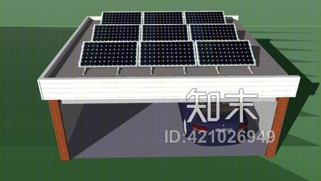 车库平板光伏阵列SU模型下载【ID:421026949】