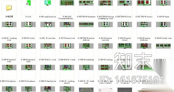 [北京]田园风范城双层别墅样板房装修图（含方案）cad施工图下载【ID:161875191】