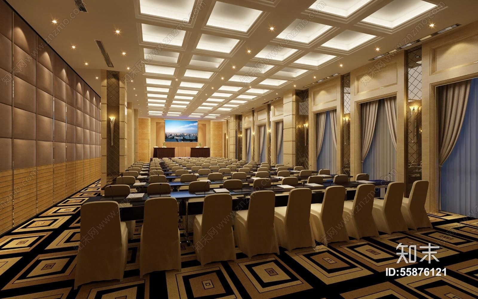 现代风报告厅大堂模型3D模型下载【ID:55876121】