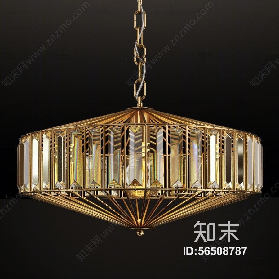 现代金属水晶吊灯3D模型下载【ID:56508787】