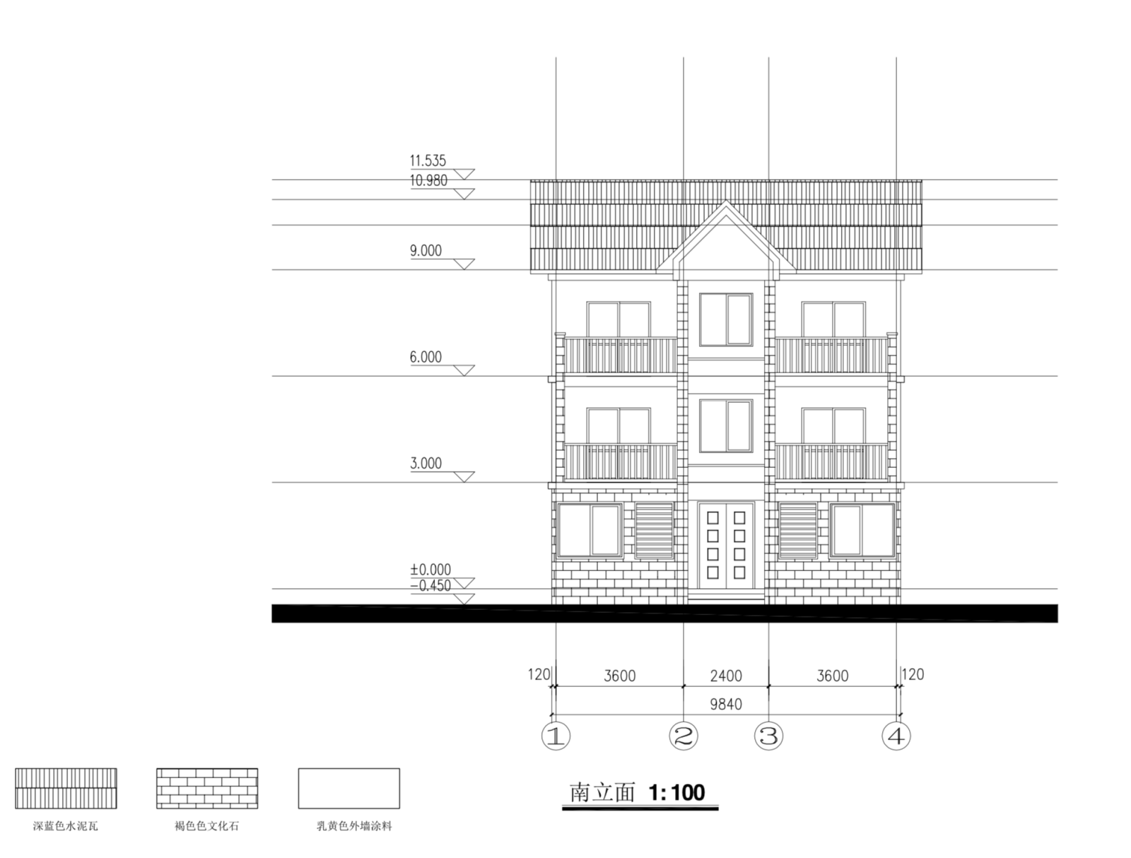 美式新农村3层独栋别墅自建房建筑施工图下载【ID:149888155】