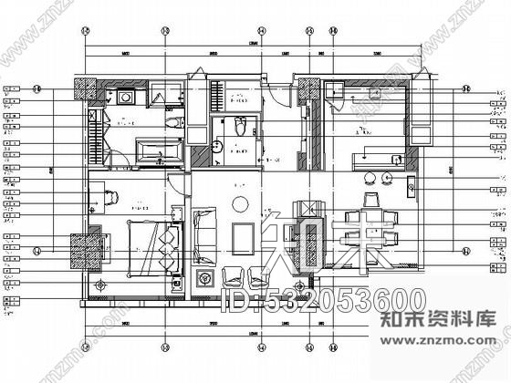 施工图公寓式酒店客房装修图Ⅲcad施工图下载【ID:532053600】