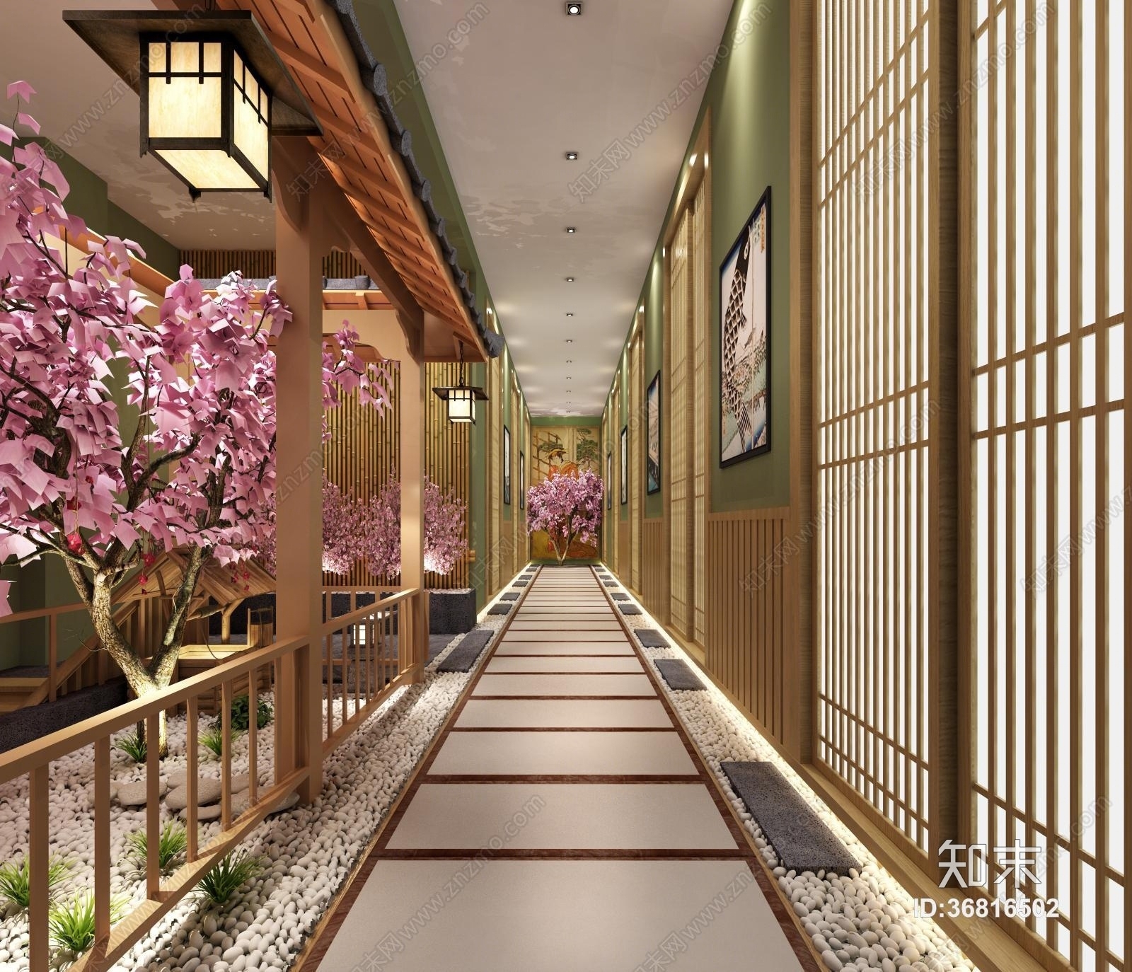 日式料理店过道走廊3D模型下载【ID:36816502】_知末3d模型网